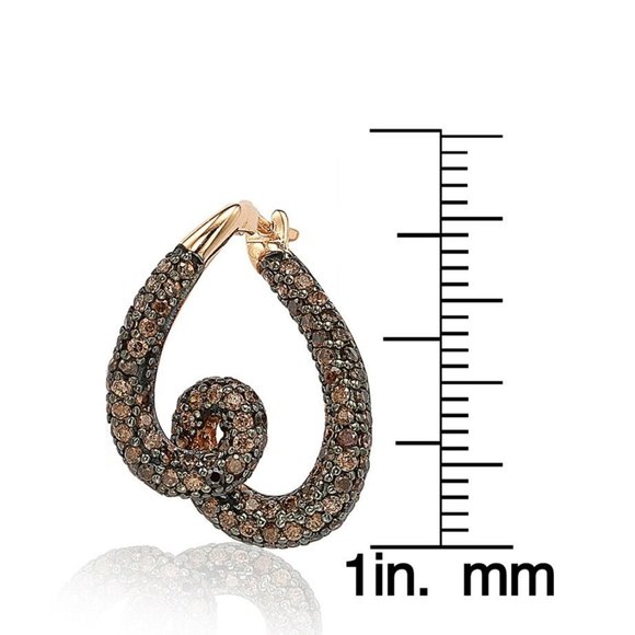 Rose Sterling Silver Brown Cubic Zirconia Swirl Earrings - Picture 2 of 6